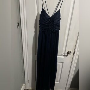 Navy Sparkle Ruched Maxi Dress